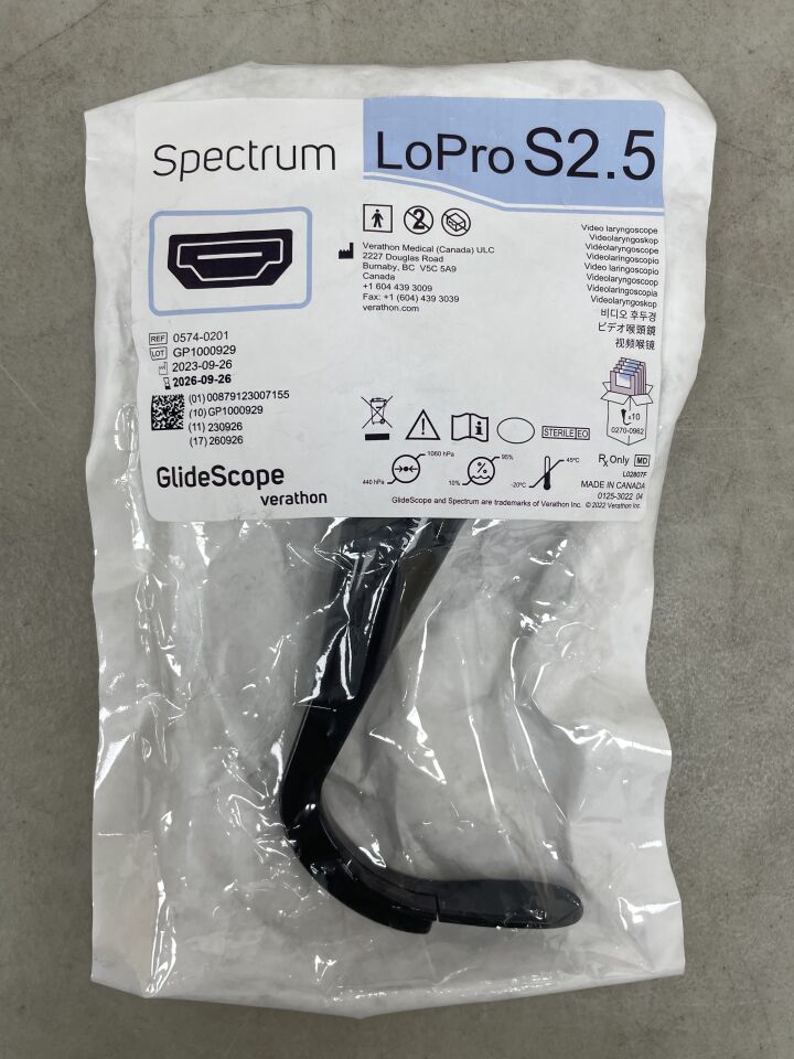 0574-0201 - VERATHON MEDICAL - GlideScope Spectrum Titanium LoPro S2.5 (Hyperangle) , ( EA ) - ( Expiry Date : 2026-09-26 )