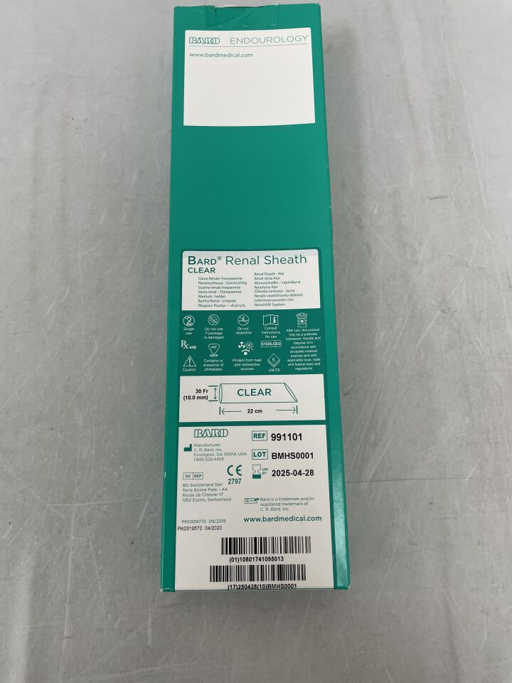 991101 - BARD - Long PVC Renal Sheath, Clear 10mm x 22cm, () - ( Expiry Date: 2025-04-28 )