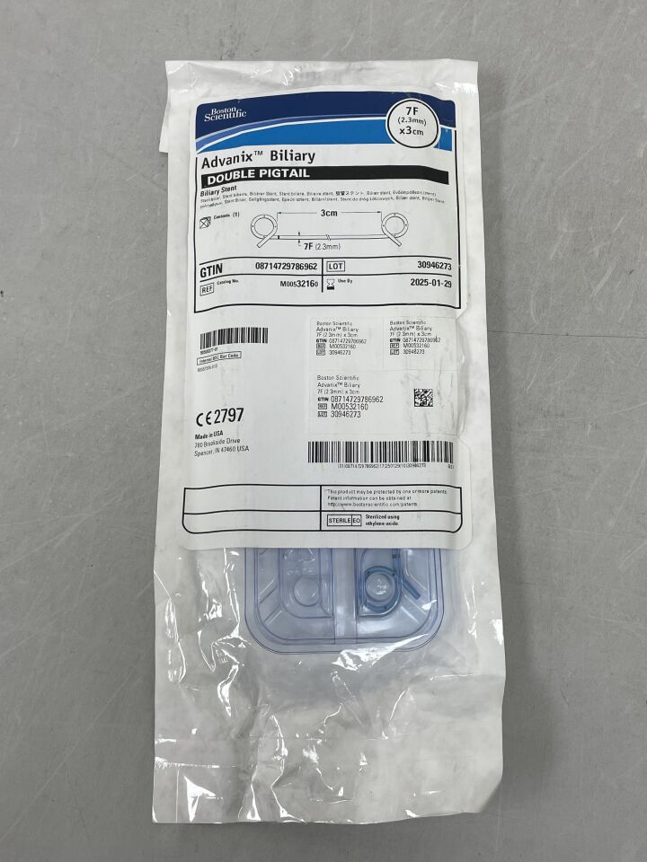 3216 - BOSTON SCIENTIFIC - Advanix Biliary Stent - Double Pigtail - 7Fr x 3cm, (EA) - ( Expiry Date: 2025-01-29 )