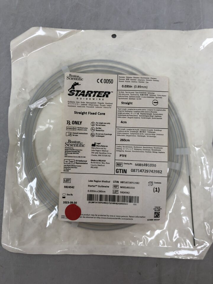 49103 - BOSTON SCIENTIFIC - Starter Guidewire Straight Fixed Core .035, (EA) - ( Expiry Date: 2025-09-30 )
