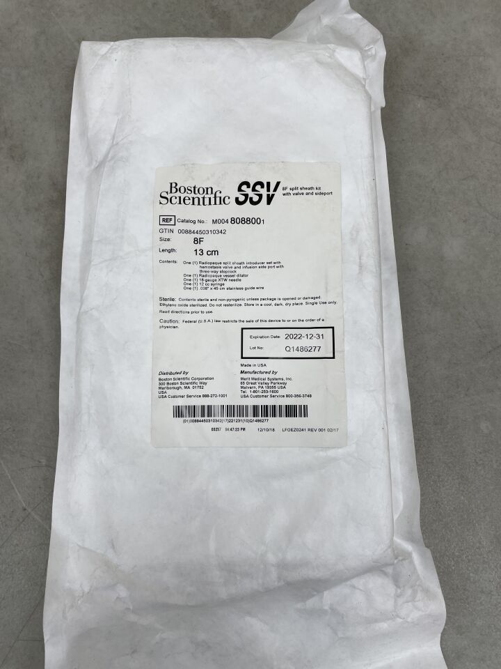 808800 - BOSTON SCIENTIFIC - SSV Spilt Sheath Kit w Valve and Sideport 8F x 13cm, (EA) - ( Expiry Date: 2022-12-31 )