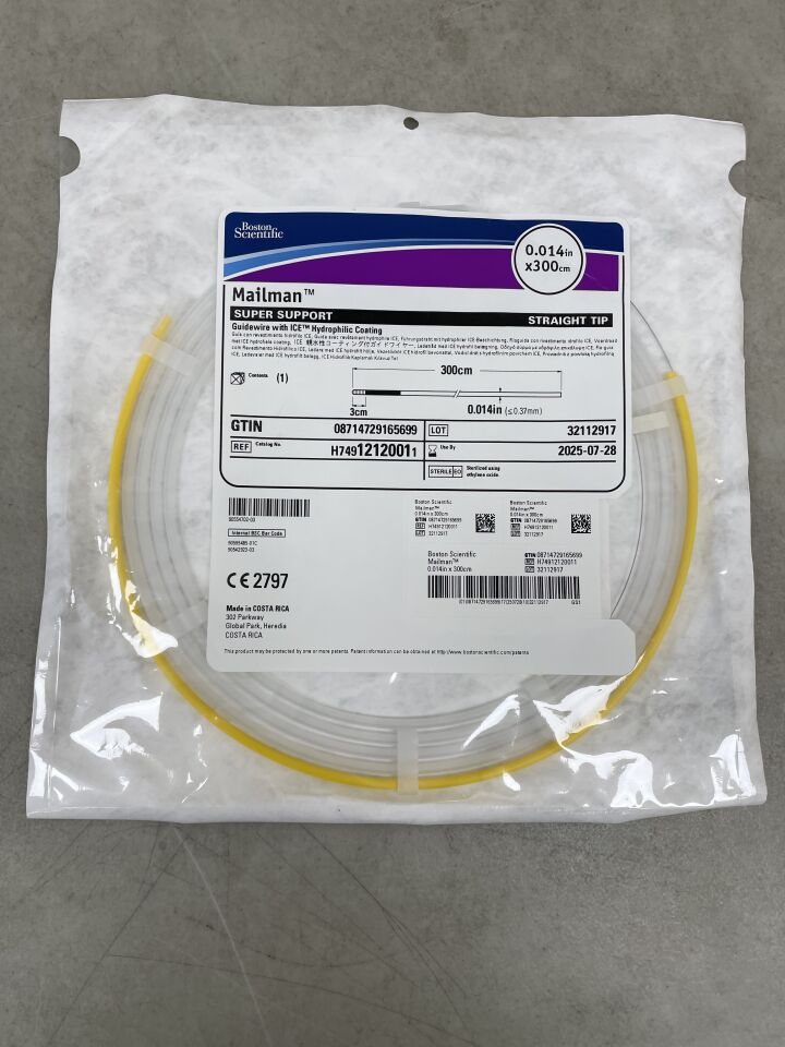1212001 - BOSTON SCIENTIFIC - Mailman Guidewire - ICE Hydrophilic Coating - Super Support, Straight Tip - .014" x 300cm, (EA) - ( Expiry Date: 2025-07-28 )