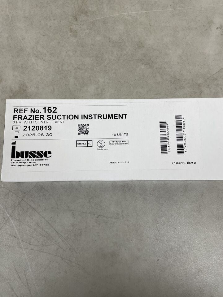 162 - BUSSE - Frazier Suction Sterile Tube, 8 Fr, (BX/10) - ( Expiry Date: 2025-08-30 )