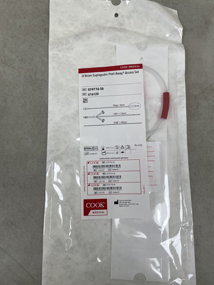 G16120 - COOK - O'Brien Suprapubic Peel-Away Access Set - 18Fr x 12cm, (EA) - ( Expiry Date: 2025-11-23 )