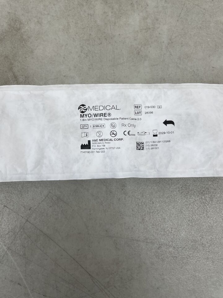 019-530 - A&E 醫療 - MYO/WIRE 1.8mm 一次性病人電纜 2.0,(EA)-(有效期:2029-10-01)