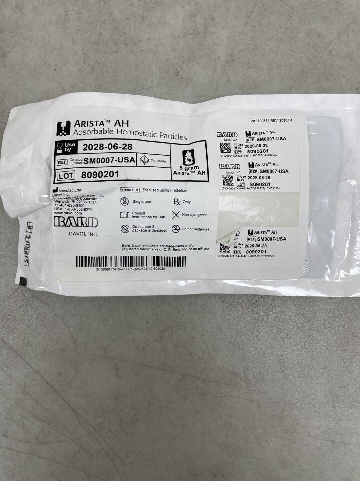 SM0007-USA - BARD - Arista AH 5 g (Partículas hemostáticas absorbibles), ( EA ) - (Fecha de caducidad: 28/06/2028)