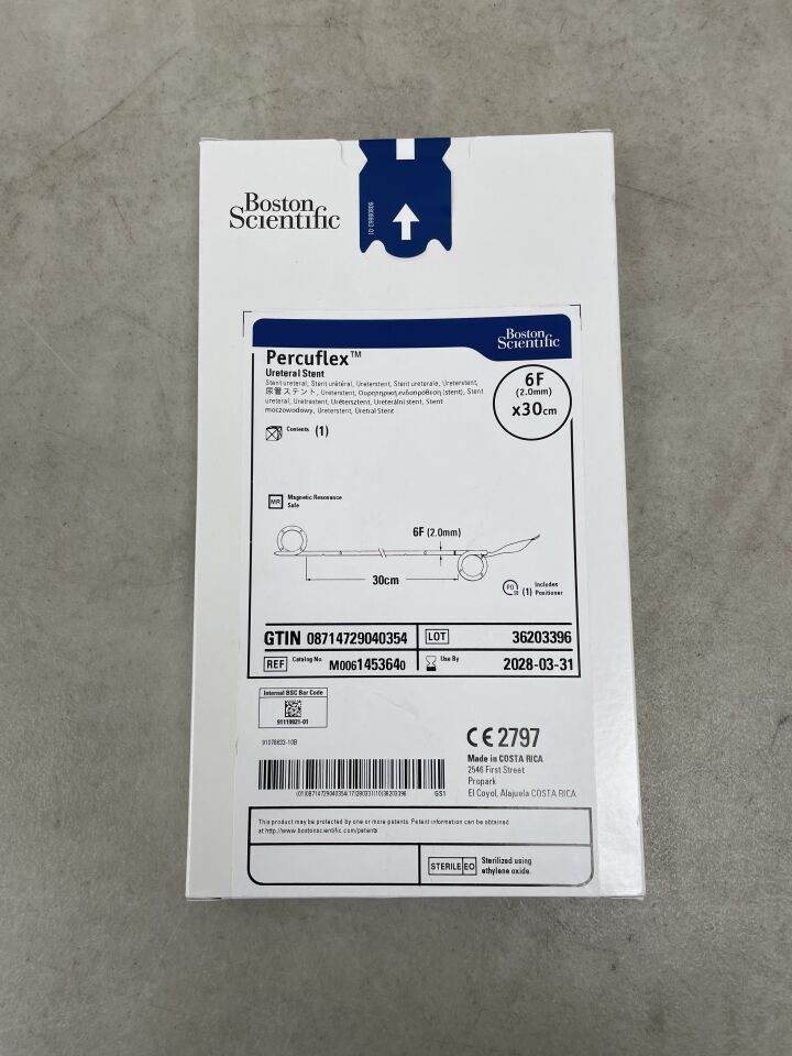 145364 - BOSTON SCIENTIFIC - Percuflex Ureteral Stent - 6Fr x 30cm , ( BX/1 ) - ( Expiry Date : 2028-03-31 )