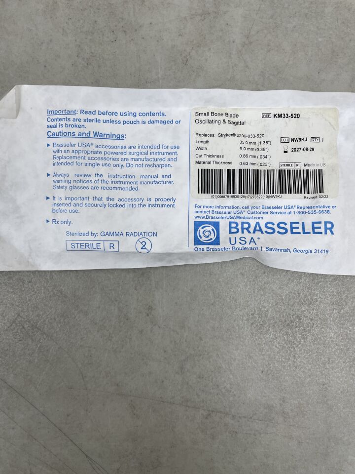 KM33-520 - BRASSELER - Hoja oscilante/sagital desplazada de 9 mm x 35 mm x 0,64 mm (unidad) - (Fecha de caducidad: 29/08/2027)