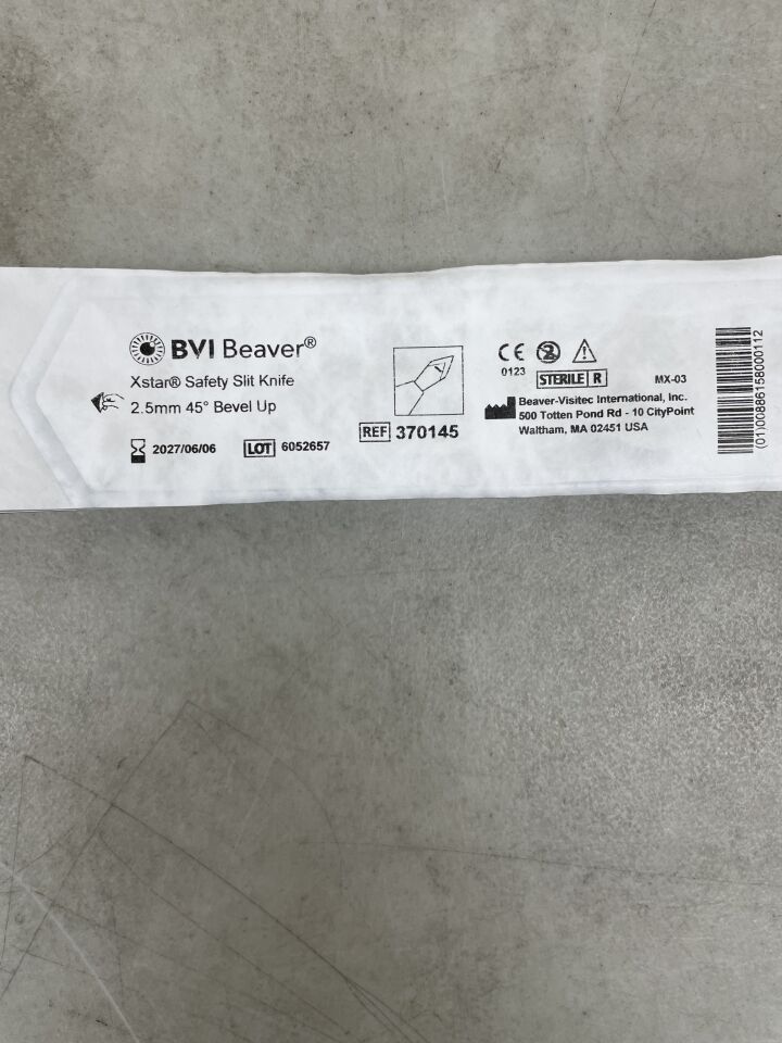 370145 - BVI - Xstar Safety Slit Knife 2.5mm 45degree Bevel Up, (EA) - ( Expiry Date: 2027-06-06 )