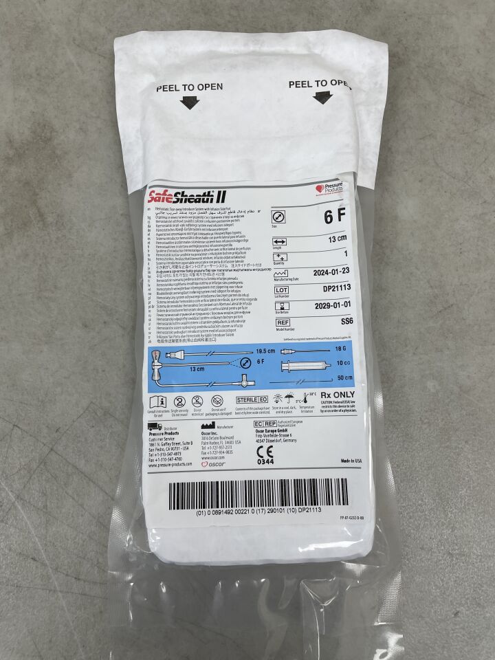 SS6 - OSCOR - SAFESHEATH II 止血撕脫式導入系統 6F 13cm,(EA)-(有效期至:2029-01-01)