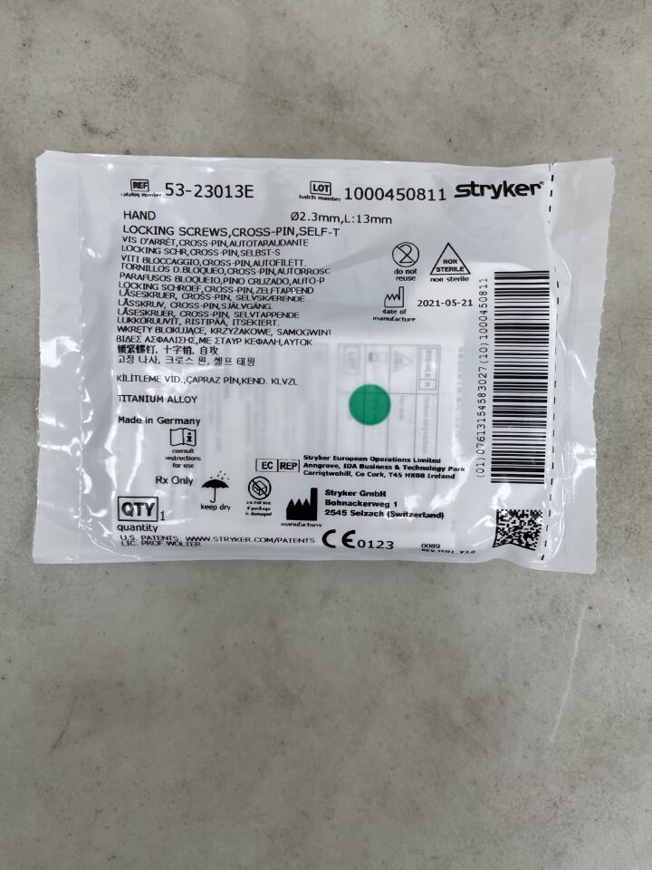53-23013E - STRYKER - VariAx Self-Tapping Cross-Pin Locking Screw, 2.3 dia. x 13 mm Length , ( EA ) - ( Expiry Date : 2099-12-31 )