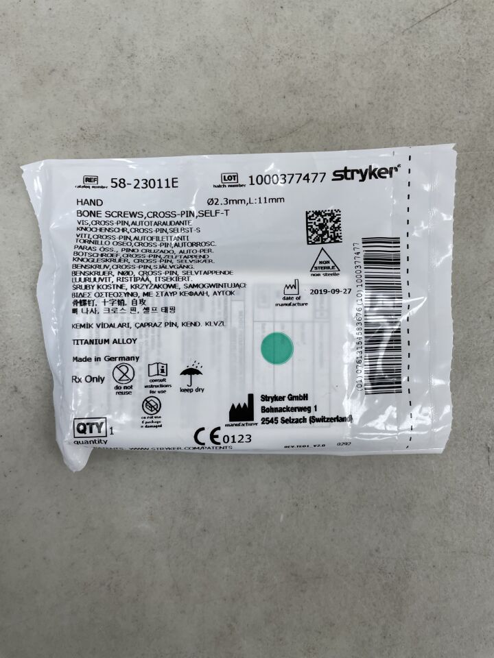58-23011E - STRYKER - Titanium Self-Tapping Bone Screw, 2.3 dia. x 11 mm Length , ( EA ) - ( Expiry Date : 2099-12-31 )