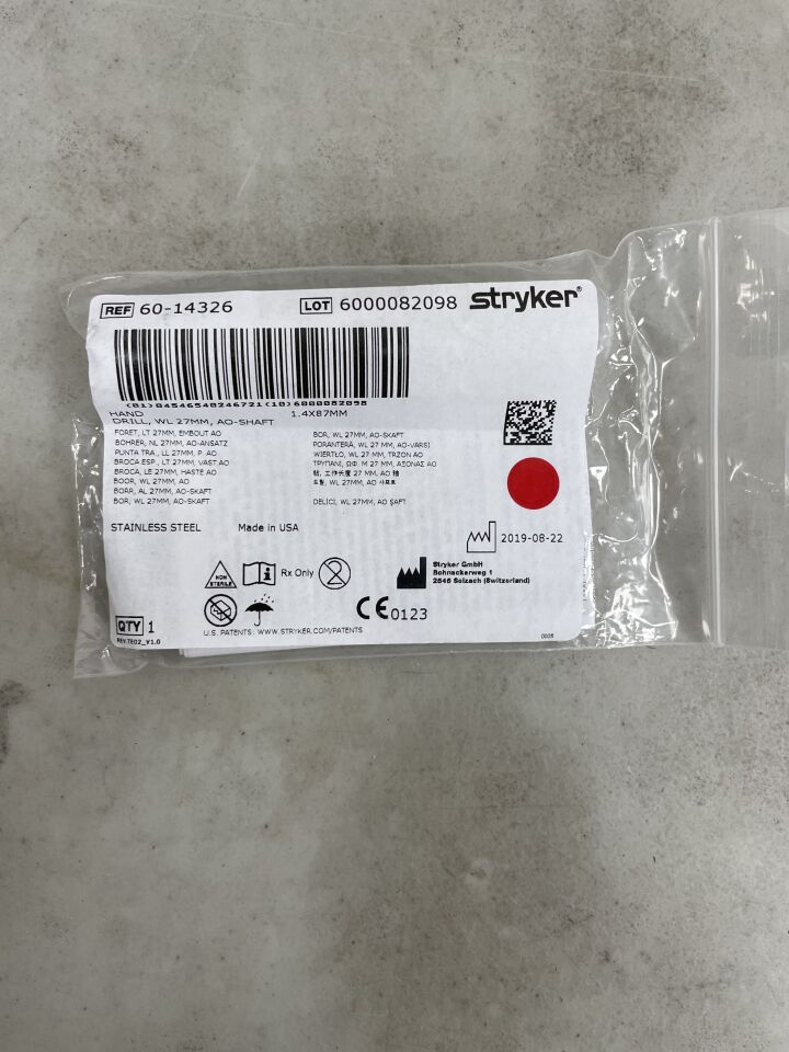 60-14326 - STRYKER - AO End Twist Drill, 1.4 dia. x 27 mm Length , ( EA ) - ( Expiry Date : 2099-12-31 )