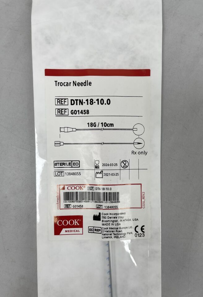 G01458 - COOK - Trocar Needle, 18G x 10cm, (EA) - ( Expiry Date: 2026-11-19 )