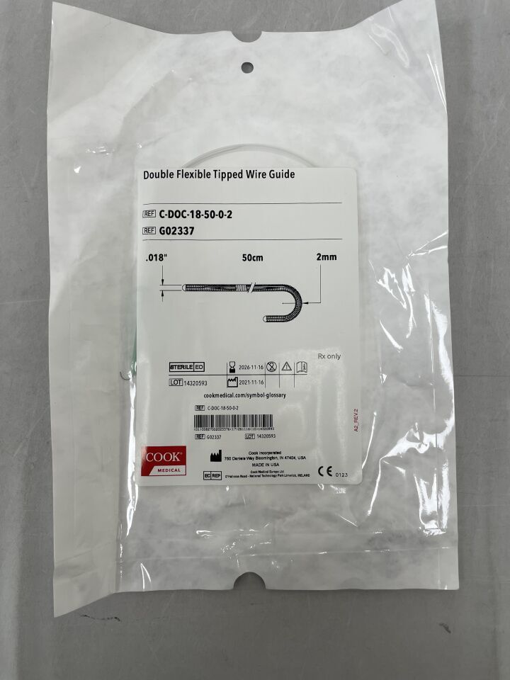 G02337 - COOK - Guía de alambre con punta flexible doble - C-DOC-18-50-0-2 - 0,018" x 50 cm x 2 mm, (unidad) - (Fecha de caducidad: 16/11/2026)