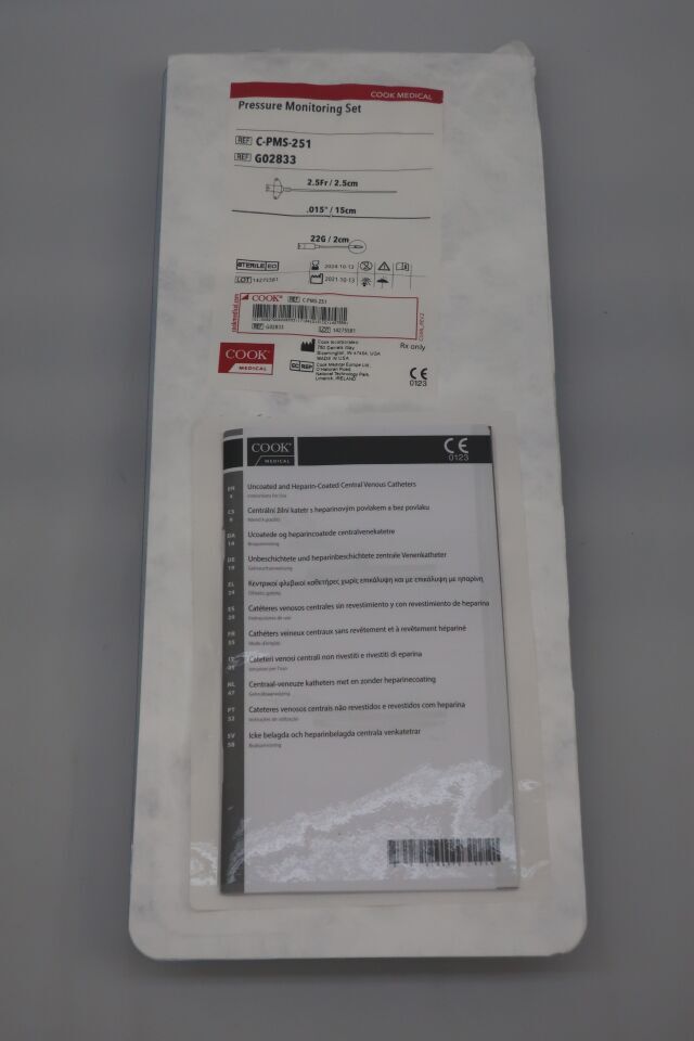 G02833 - COOK - Pressure Monitoring Set 2.5Fr x 2.5cm, 0.015" x 15cm, 22G x 2cm, (EA) - ( Expiry Date: 2026-05-31 )