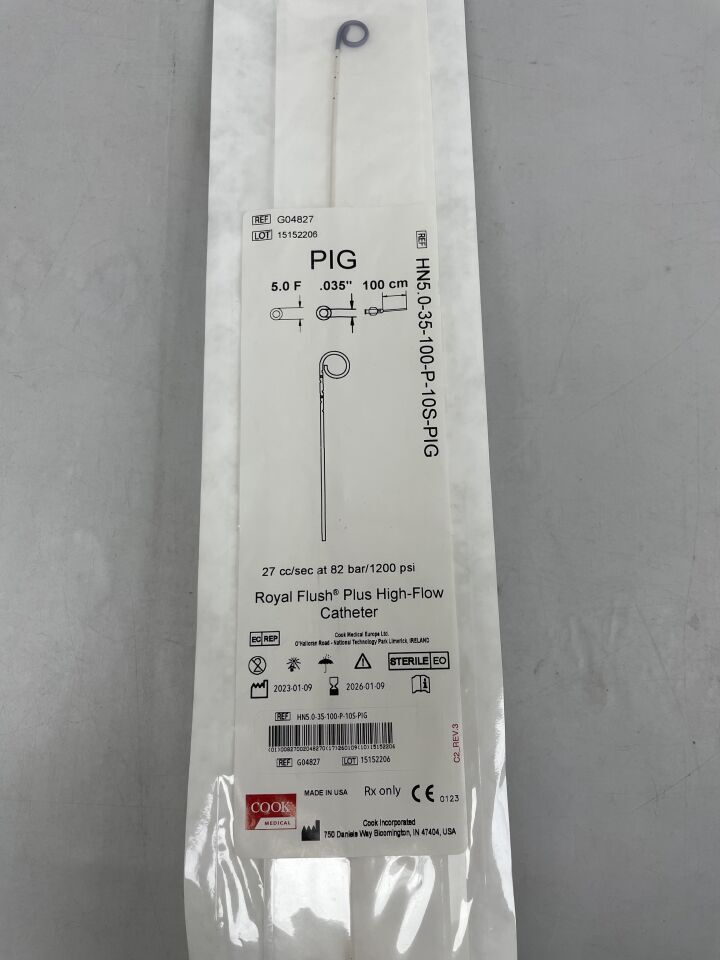 G04827 - COOK - Royal Flush Plus High-Flow Catheter 5.0F x 100cm, 0.035, PIG, (EA) - ( Expiry Date: 2026-01-09 )