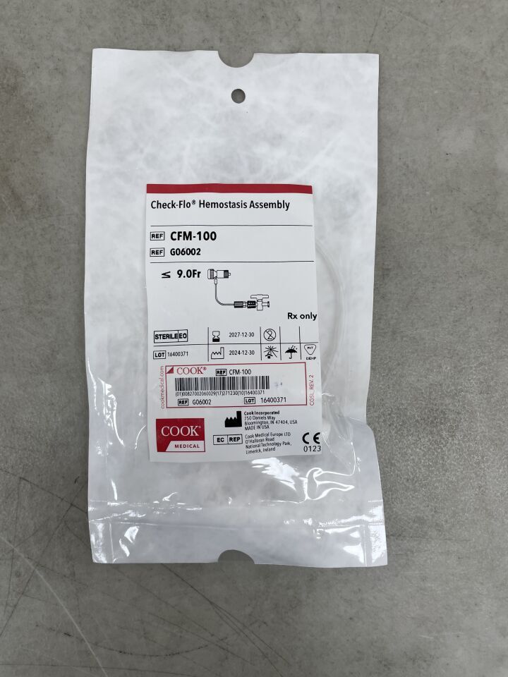 G06002 - COOK - Check-Flo Hemostasis Assembly - CFM-100 - 9Fr, (EA) - ( Expiry Date: 2027-12-30 )