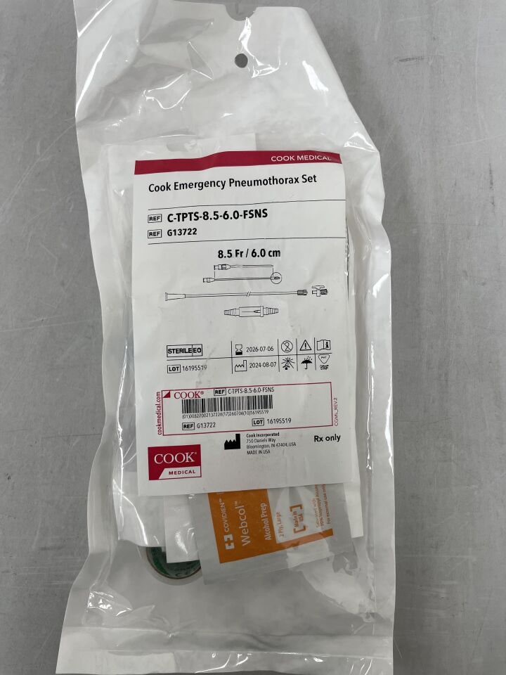 G13722 - COOK - 緊急氣胸套裝 - C-TPTS-8.5-6.0-FSNS - 8.5Fr x 6cm,(EA)-(有效期限至:2026-07-06)