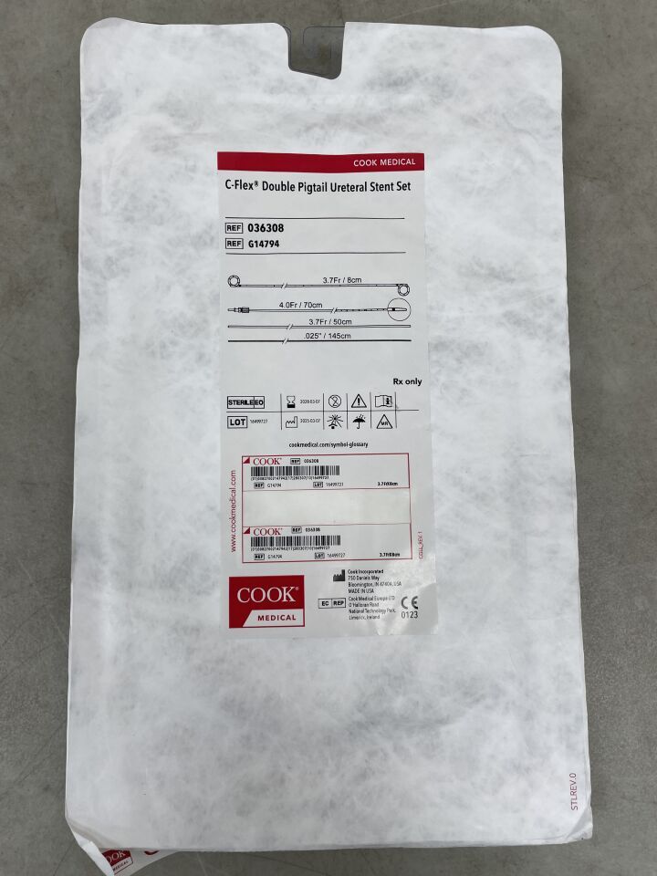 G14794 - COOK - C-Flex 雙豬尾輸尿管支架套裝 3.7F x 8cm,(EA)-(有效期至:2028-03-07)