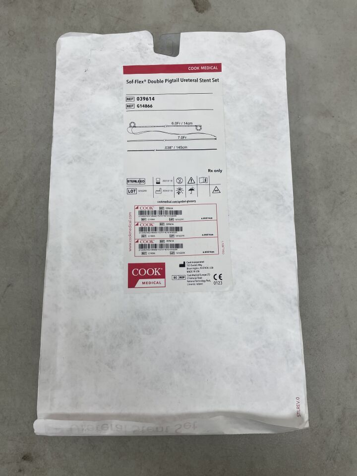 G14866 - COOK - Sof-Flex 雙豬尾輸尿管支架套裝,較小尺寸帶繫繩 6F x 14mm,(EA)-(有效期至:2027-07-18)