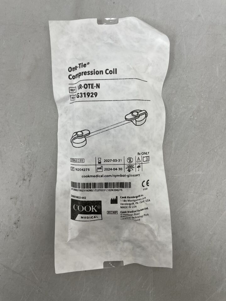 G31929 - COOK - Bobina de compresión de una sola atadura (unidad) - (Fecha de vencimiento: 31/03/2027)