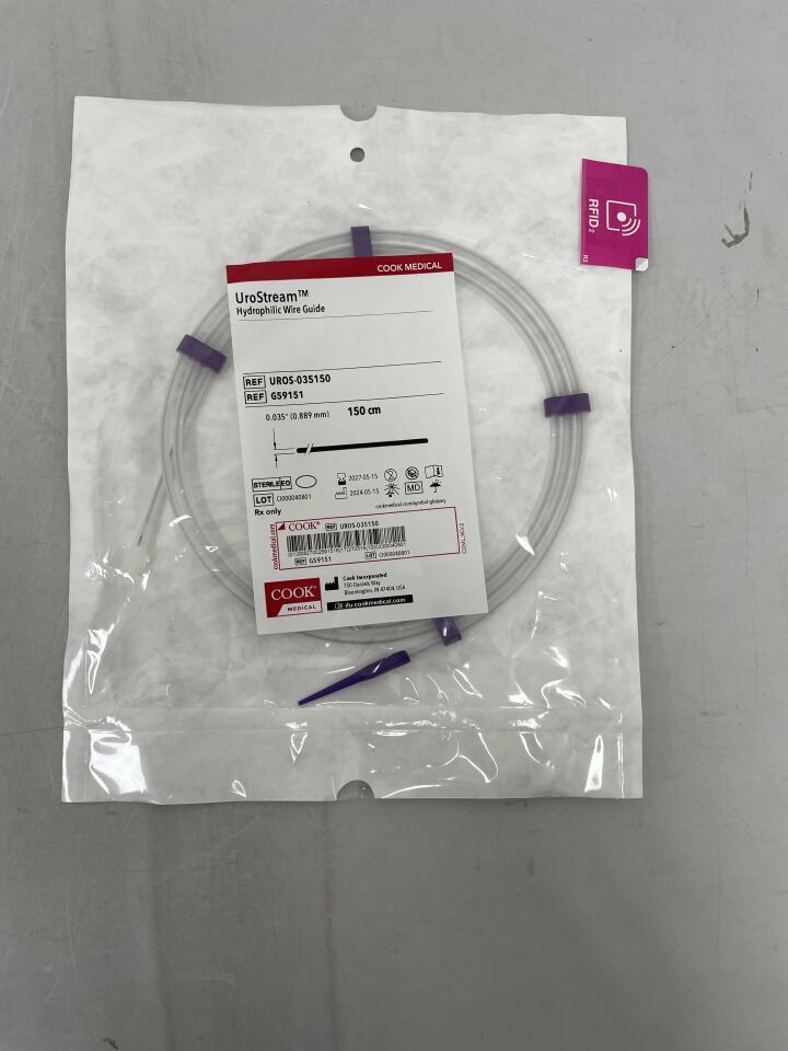 G59151 - COOK - Guía UroStream, hidrófila, estándar, recta, 0,035" x 150 cm, (unidad) - (Fecha de caducidad: 15/05/2027)