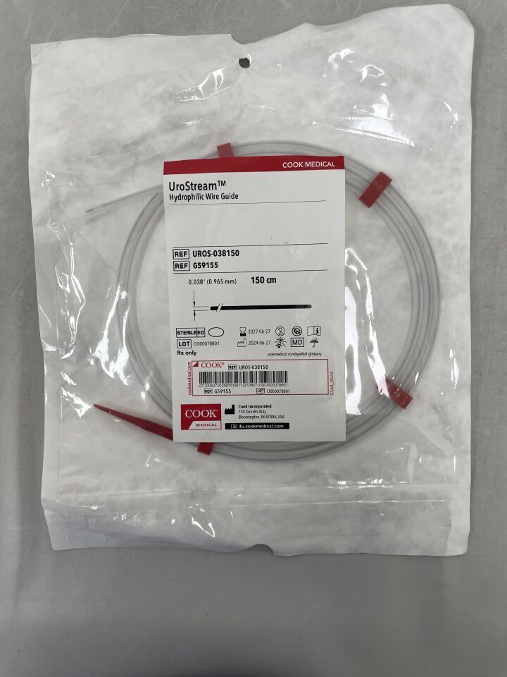 G59155 - COOK - Guía UroStream, hidrófila, estándar, recta, 0,038" x 150 cm, (unidad) - (Fecha de caducidad: 27/06/2027)