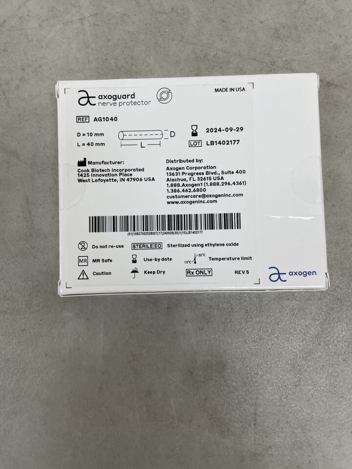 AG1040 - AXOGEN - axoguard nerve protector 10mm x 40mm, (BX/1) - ( Expiry Date: 2024-09-29 )