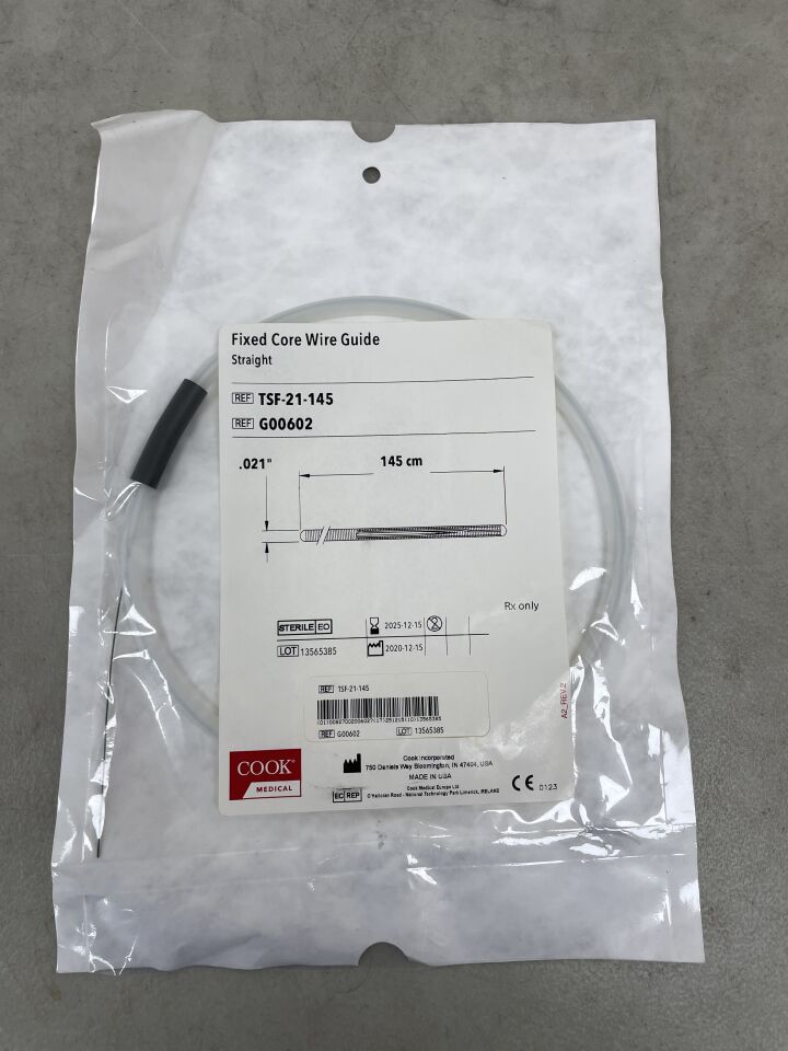 G00602 - COOK - Fixed Core Wire Guide - Straight - .021" x 145cm, (EA) - ( Expiry Date: 2025-12-15 )