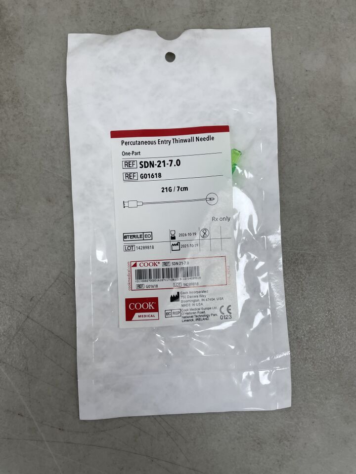 G01618 - COOK - One-Part Percutaneous Entry Needle without Baseplate, 21G, 7 cm Length, (EA) - ( Expiry Date: 2026-10-19 )