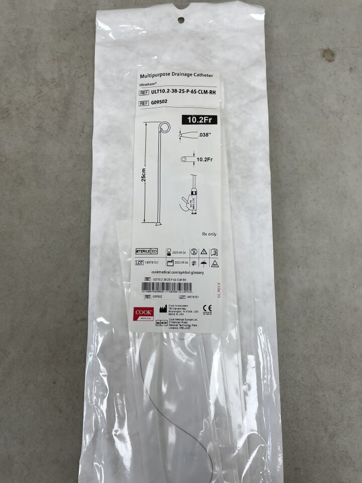 G09502 - COOK - Mac-Loc Multipurpose Drainage Catheter 10.2F x 25cm, 0.038", (EA) - ( Expiry Date: 2025-09-26 )