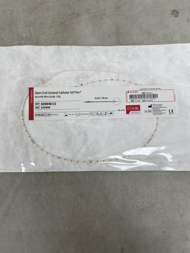 G15944 - COOK - Sof-Flex 開口式輸尿管導管,5 Fr 規格,0.040 英吋。可連接器械,(EA)-(有效期限至:2027-05-02)