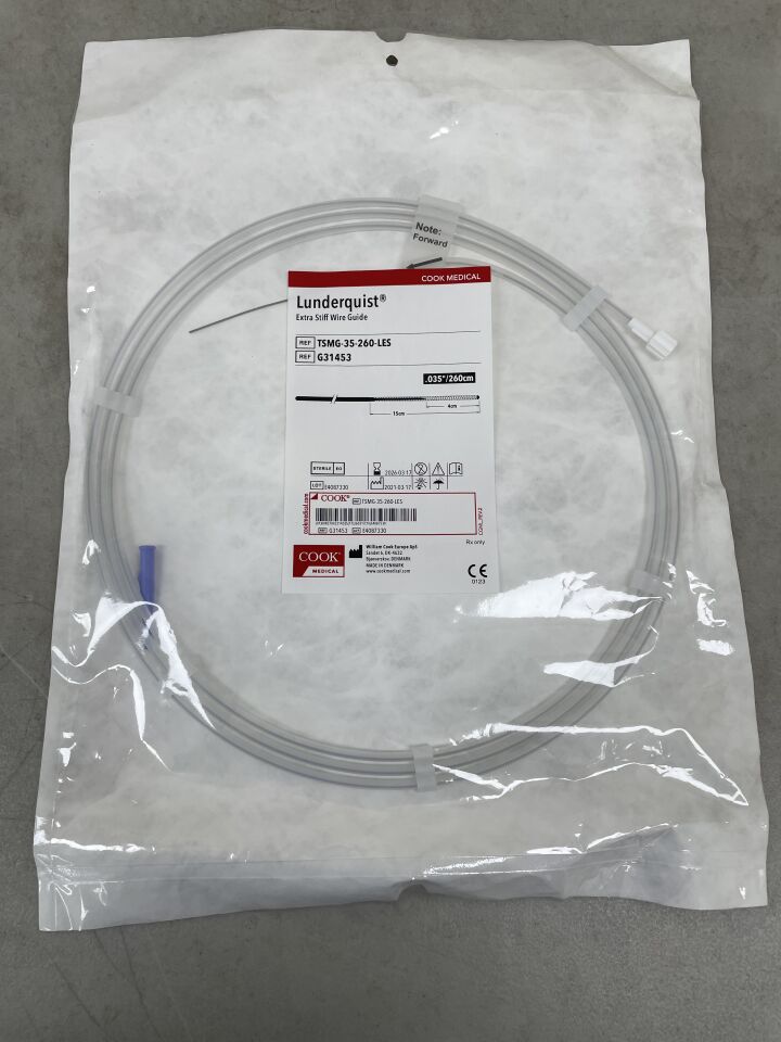 G31453 - COOK - Guía de alambre extra rígida de punta recta Lunderquist, 0,035 pulg. de diámetro x 260 cm de largo, (unidad) - (Fecha de caducidad: 17/03/2026)