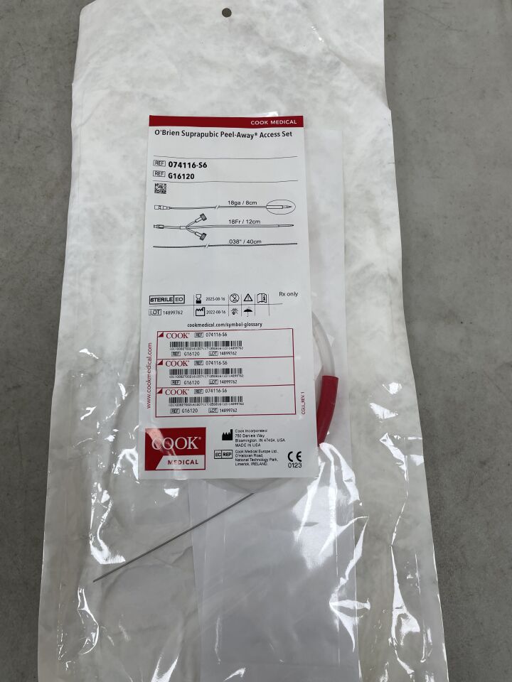 G16120 - COOK - O'Brien Suprapubic Peel-Away Access Set- 18Fr x 12cm, (EA) - ( Expiry Date: 2025-08-16 )