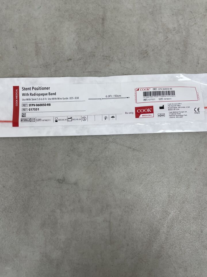 G17551 - COOK - Stent Positioner With Radiopaque Band, 6.0FR x 50cm, (EA) - ( Expiry Date: 2025-05-24 )