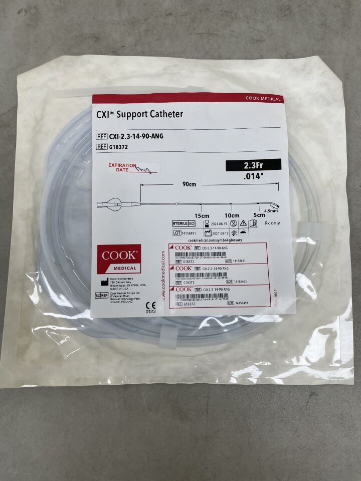 G18372 - COOK - CXI Support Catheter w/Platinum-Iridium Markers 2.3F x 90cm, 0.014" Angled, (EA) - ( Expiry Date: 2024-08-19 )