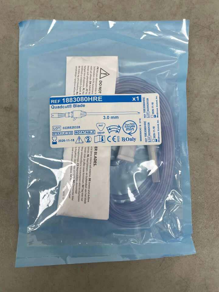 1883080HRE - MEDTRONIC - Quadcut Straight Shaft Blade, 3 mm dia. x 13 cm Length, 360° Rotation , ( EA ) - ( Expiry Date : 2026-11-18 )
