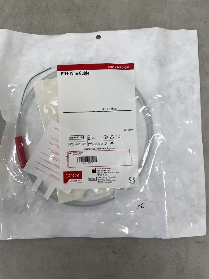 GPTFE38145 - COOK - PTFE Wire Guide, Straight Tip, 038" 145cm , (EA) - ( Expiry Date: 2025-02-01 )