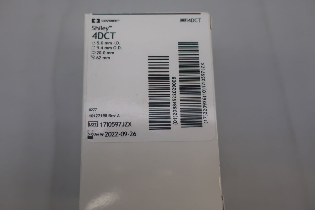 4DCT - COVIDIEN - Shiley Cuffed DCT Tracheostomy Tube with Disposable Inner Cannula, Size 4, 5 ID x 9.4 mm OD, (BX/1)