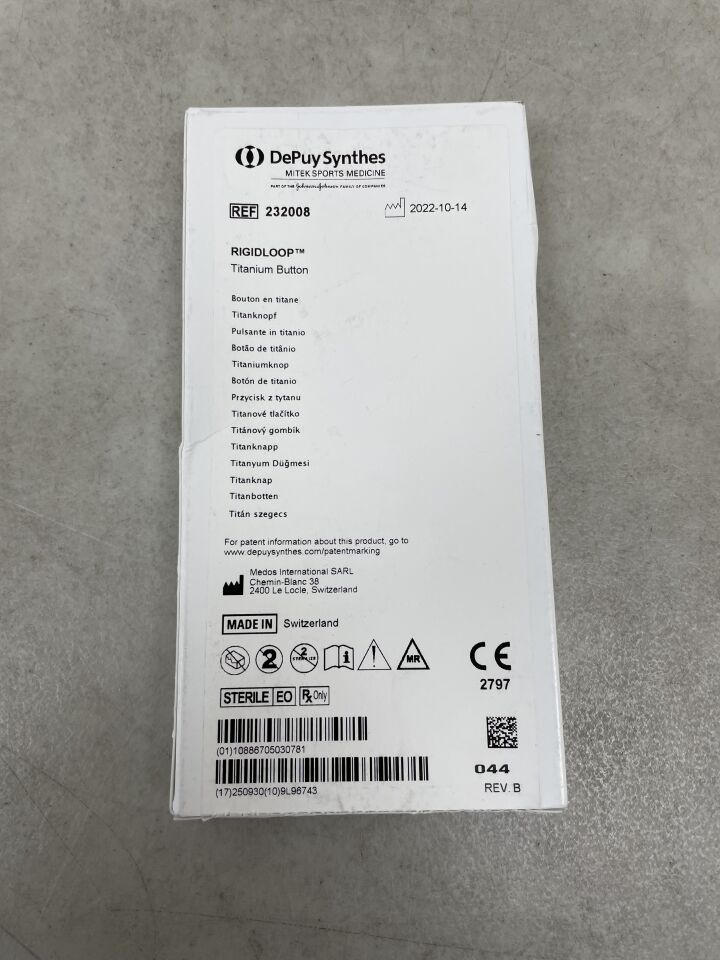 232008 - DEPUY - RIGIDLOOP Titanium Button, (BX/1) - ( Expiry Date: 2025-09-30 )