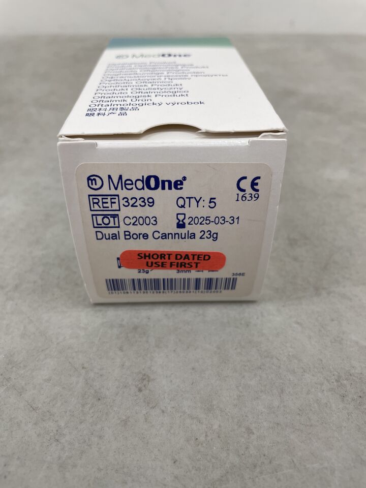 3239 - MEDONE SURGICAL - Dual Bore Cannula 23g, 28mm x 3mm, (BX/5) - ( Expiry Date: 2025-03-31 )