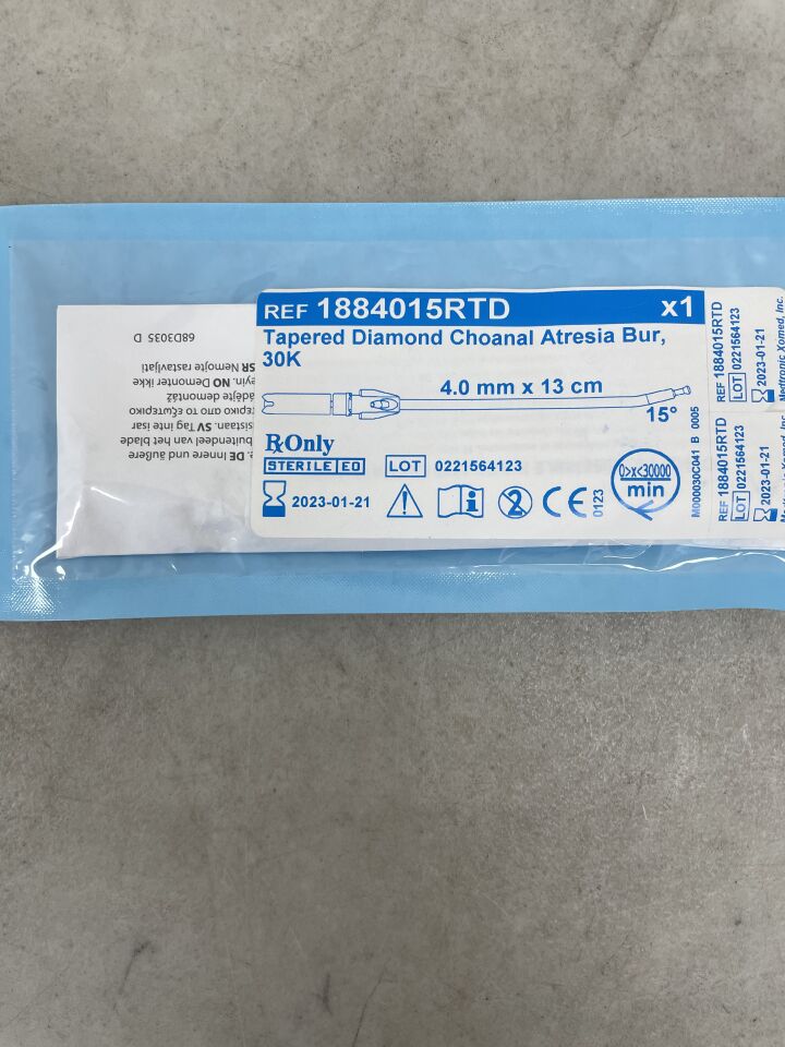 1884015RTD - MEDTRONIC - 30K Tapered Diamond Choanal Atresia Bur, 4.0mm x 13cm, 15°, (EA) - ( Expiry Date: 2023-01-21 )
