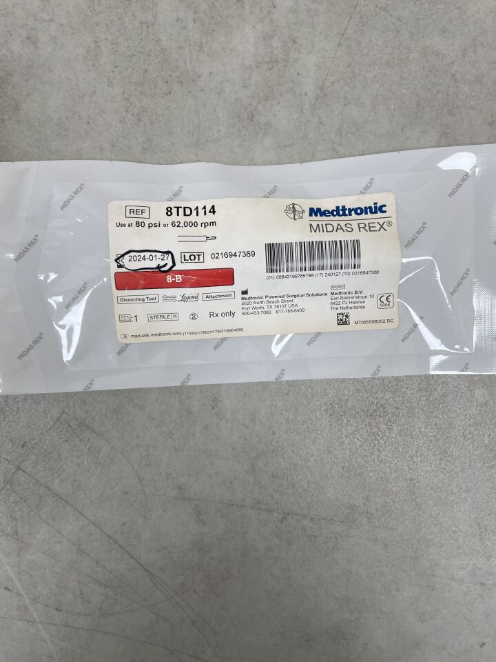8TD114 - MEDTRONIC - Midas Rex Twist Drill, 0.8 mm Head Diameter, 8 cm Shaft Length, (EA) - ( Expiry Date: 2024-01-27 )