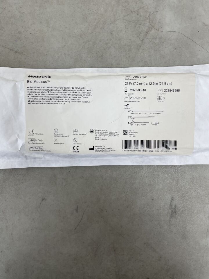 96530-121 - MEDTRONIC - Bio-Medicus NextGen Femoral Arterial/Jugular Venous Cannula Kit 21F x 31.8cm, 3/8" Vented, (EA) - ( Expiry Date: 2025-03-10 )