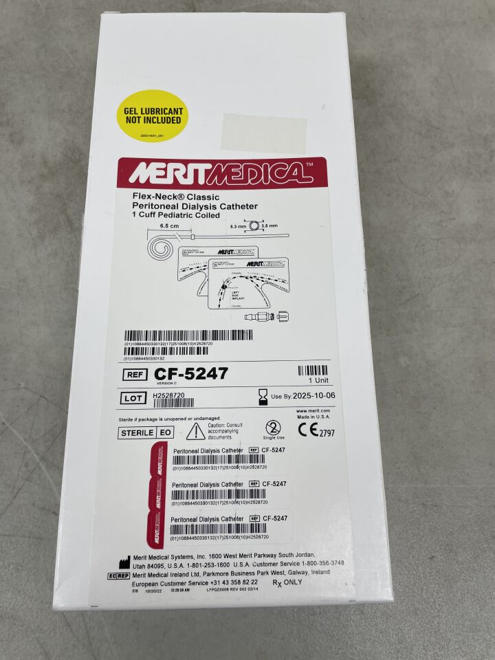 CF-5247 - MERIT MEDICAL - Flex-Neck Classic Pediatric Peritoneal Dialysis Catheter, 1 Cuff, Coiled, (BX/1) - ( Expiry Date: 2025-10-06 )