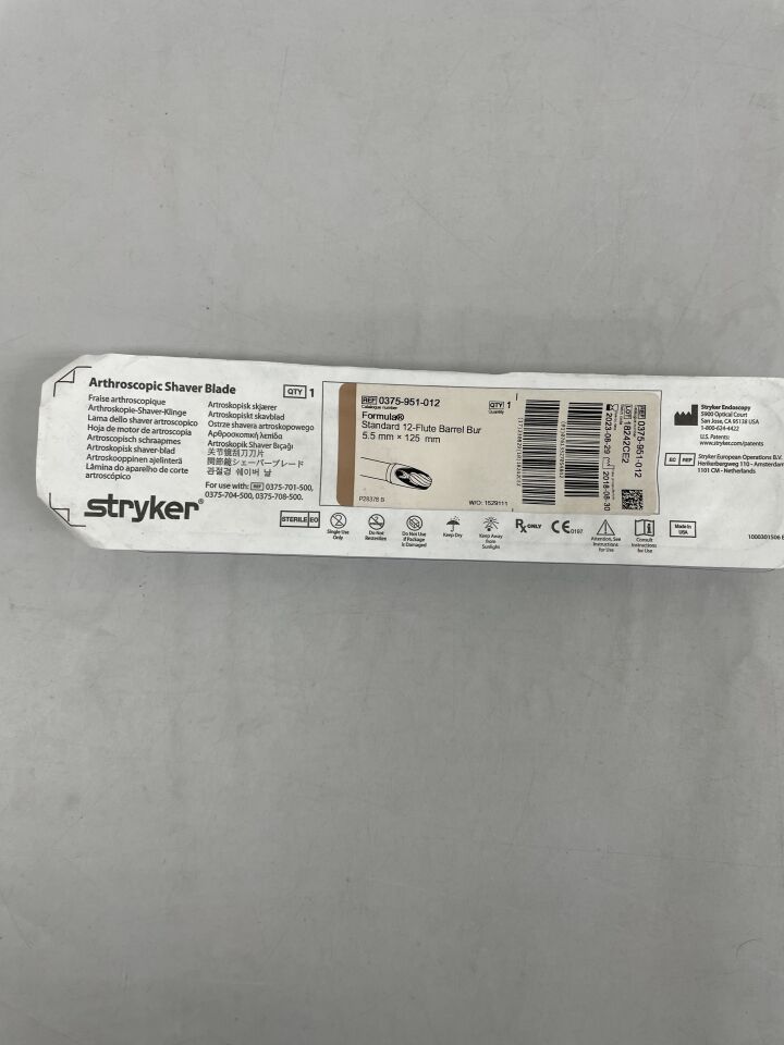 0375-951-012 - STRYKER - Formula Standard 12-Flute Barrel Bur, 5.5mm x 125 mm, (EA) - ( Expiry Date: 2024-01-17 )