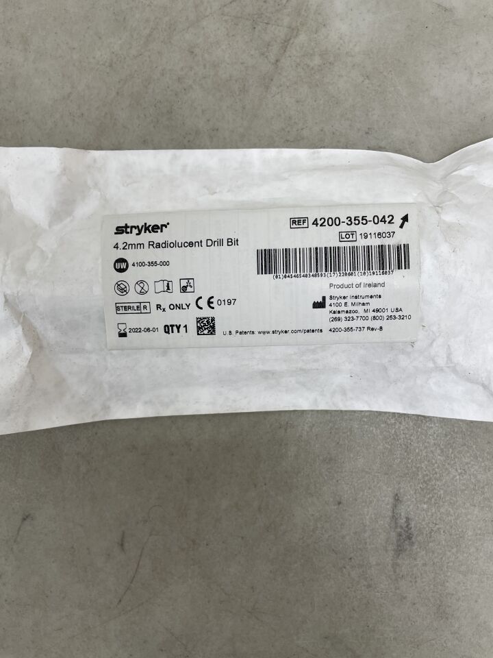 4200-355-042 - STRYKER - Radiolucent Drill Bit 4.2mm, (EA) - ( Expiry Date: 2022-06-01 )