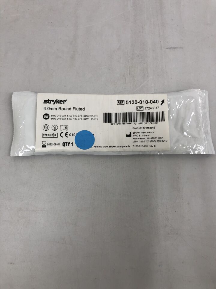5130-010-040 - STRYKER - 4.0mm Round Fluted Bur, Long, (EA) - ( Expiry Date: 2025-01-01 )