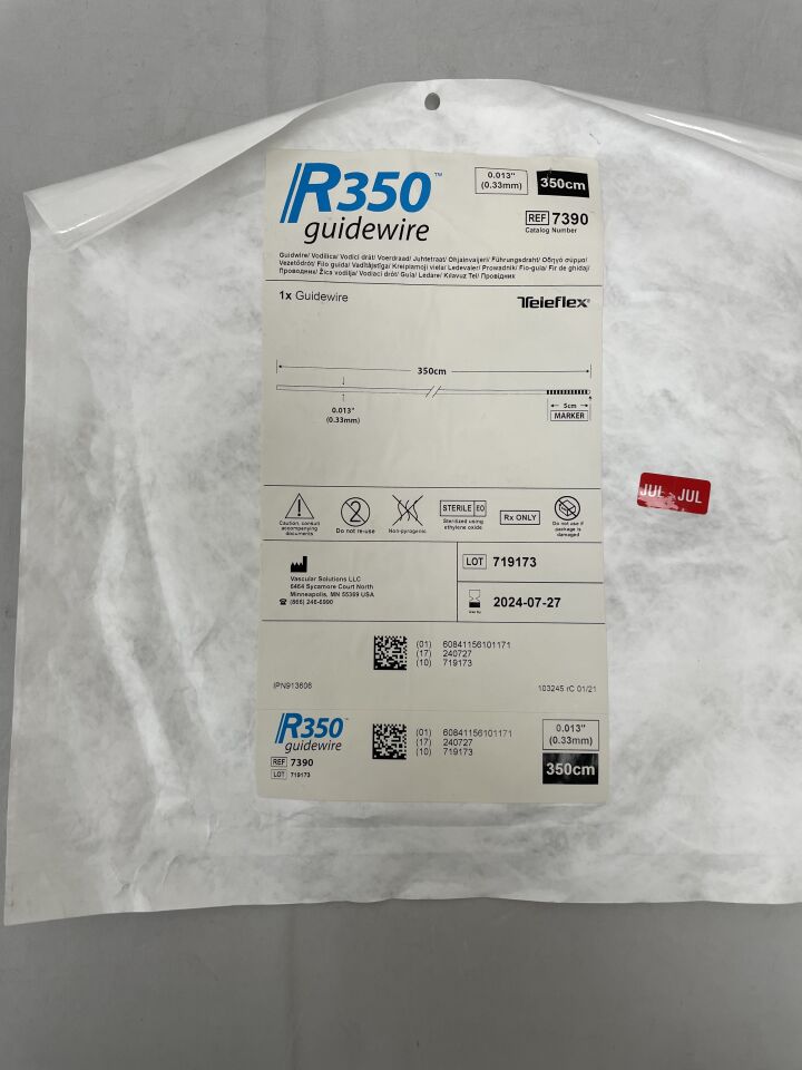 7390 - TELEFLEX - R350 Guidewire 0.013" x 350cm, 5cm Marker Tip, (EA) - ( Expiry Date: 2025-07-18 )